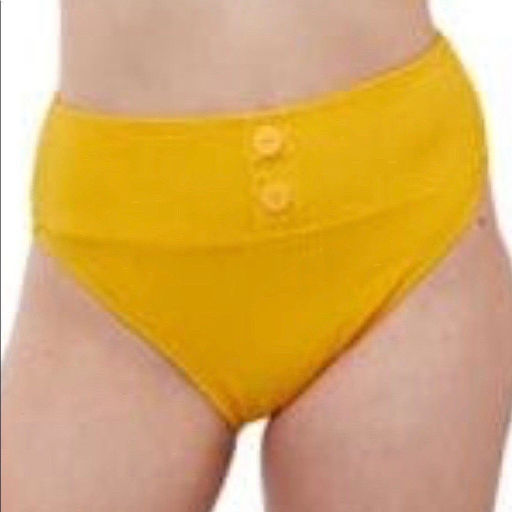 Gottex swimwear Profile Modern yellow ribbed bikini bottoms NWT size 18
